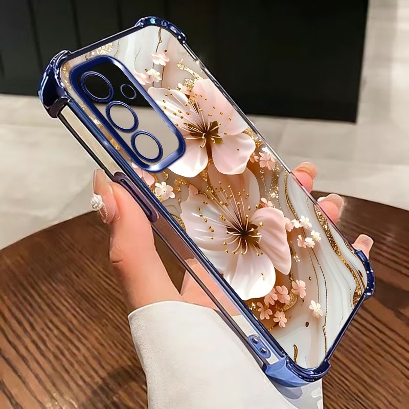 Phone Cases Samsung S25 Fe - Electroplated Flower Clear Phone Case For