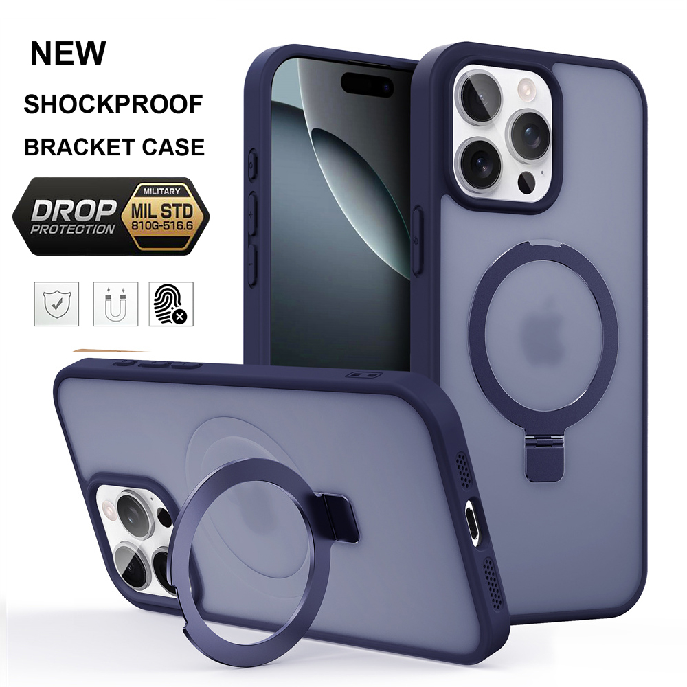 Ring Stand Case - Metal Ring Stand Matte Magnetic Case