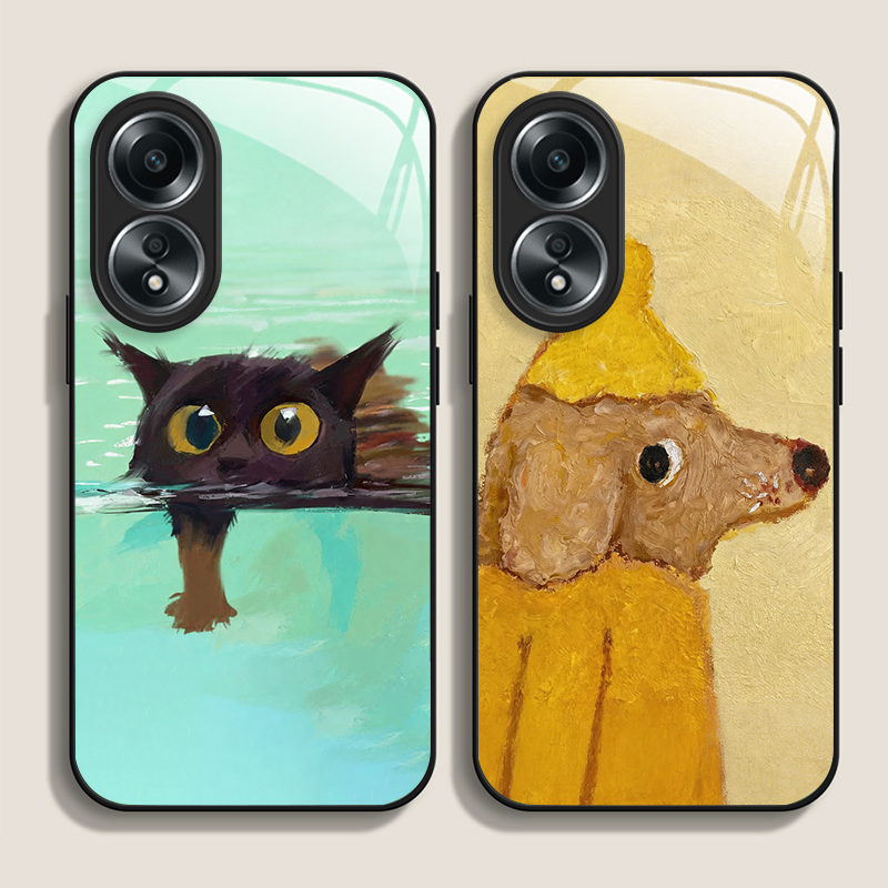 Oil Painting Yellow Dog Black  - đánh giá và giá Phone Cases Realme