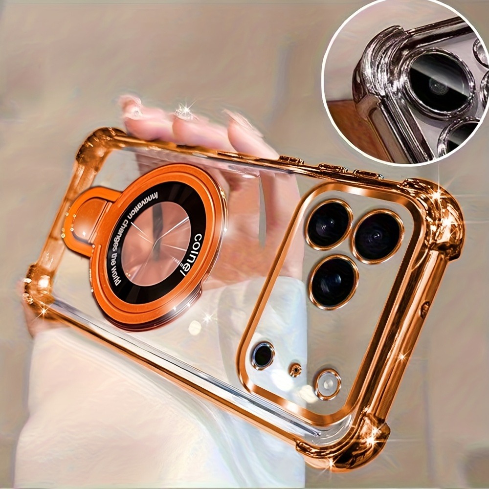 Luxury Clear  Plating Phone Ca - đánh giá và giá Ring Stand Case